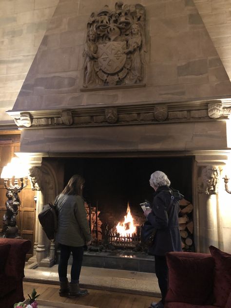 The massive and gorgeous fireplace in the Waterford Castle. Massive Fireplace Ideas, Grand Fireplace Ideas, Best Fireplace Design, Giant Fireplace, Chateau Fireplace, Oversized Fireplace, Medieval Fireplace, Massive Fireplace, Castle Fireplace