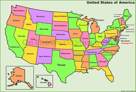 USA states map Us Map Printable, Time Zone Map, Map Quiz, Us Geography, Geography Quiz, Us State Map, Map Of The United States, Map Worksheets, States And Capitals