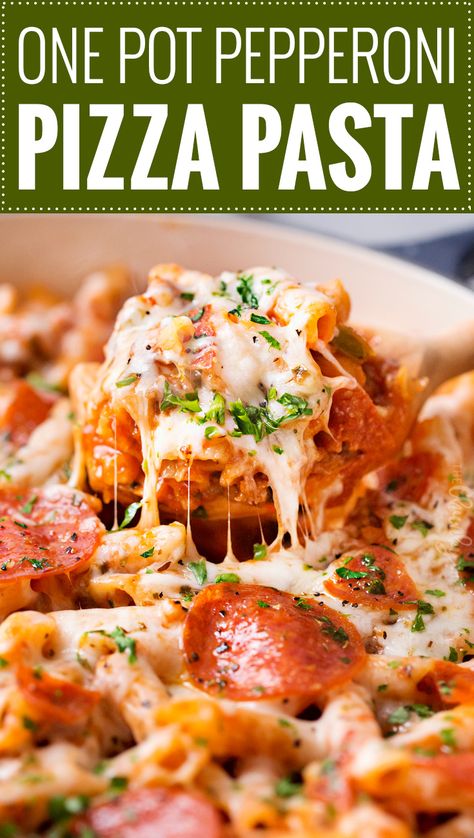 Pizza Rigatoni, Recipes With Pepperoni Slices, Pepperoni Pizza Hamburger Helper, One Pot Pepperoni Pizza Pasta, Pepperoni Pizza Mac And Cheese, Peperoni Pasta Bake Pizza Casserole, Cheese Tortellini Pepperoni Pizza, Pepperoni Pasta, Chicken Parmesan Pasta