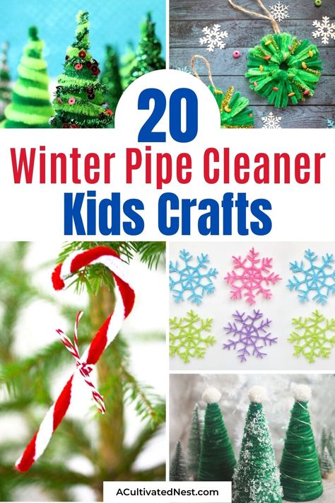 Pipe Cleaner Lollipop Ornaments, Pipe Cleaner Winter Crafts For Kids, Holiday Pipe Cleaner Crafts For Kids, Pipe Cleaner Winter Crafts, Quick Winter Crafts For Kids, Winter Pipe Cleaner Crafts, Elf On The Shelf Pipe Cleaner Ideas, Christmas Craft With Pipe Cleaners, Pipe Cleaner Christmas Crafts For Kids