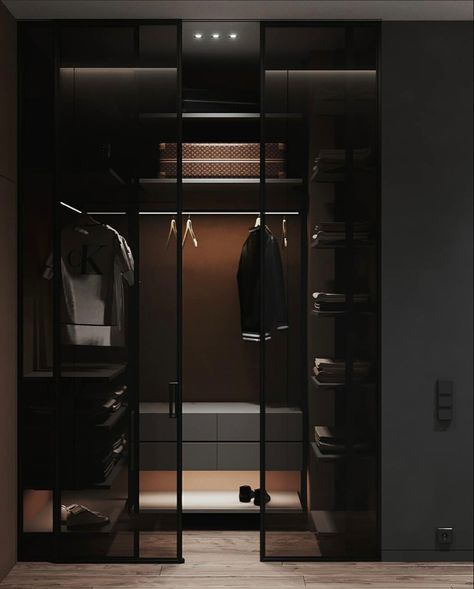 Tinted Wardrobe, Tinted Glass Wardrobe, Glass Wardrobe Design, Closet Design Plans, Glass Wardrobe, Small Bathroom Remodel Designs, Mens Bedroom Decor, Dressing Room Closet, Modern Cupboard Design