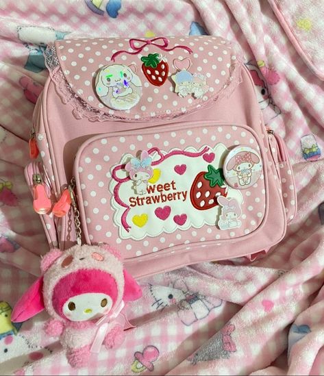 Mother Garden Strawberry Bag, Mother Garden Backpack, Sweet Strawberry Backpack, Cutecore Backpack, Japan Backpack, Mother Garden Strawberry, Strawberry Backpack, Backpack With Pins, Girls School Backpack