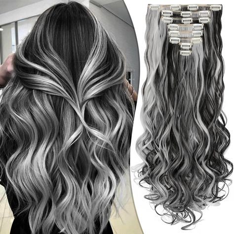 PRICES MAY VARY. ✨ 【Advantages of 8PCS Clip In Hair Extensions】Made of high quality synthetic fiber, very soft and natural. This clip in extensions does not need tape, glue, just use the BB clips, take 5 minutes to put these hair pieces on, then a glamorous and elegant look will appear. Also without damaging your hair and scalp ✨ 【Package Contents】Fanguilar clip in hair extensions set of 8 pieces, At 130g 24 inches. Each pack includes: 1 piece of 7.87 inch wide 4 clip in weft, 2 pieces of 5.51 i Frizzy Hair Tips, Human Lace Wigs, Curly Hair Extensions, Hair Extensions Best, Ponytail Hair Extensions, Synthetic Hair Extensions, Clip In Hair, Clip In Extensions, Winter Hairstyles