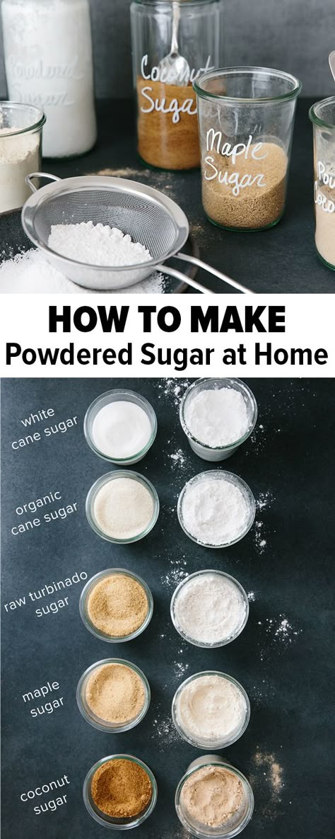 Coconut Sugar Frosting, Powder Sugar Recipes, Icing Recipe Without Powdered Sugar, How To Make Powdered Sugar, Diy Powdered Sugar, Icing Without Powdered Sugar, Turbinado Sugar Recipes, Make Your Own Baking Powder, Finishing Sugar