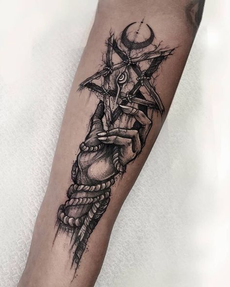 God Machine Art, Pagan Tattoos Men, Tattoo Ideas For Men Dark, All Arm Tattoo, Protection Tattoo Men, Witch Tatoos Ideas, Wiccan Tattoos Protection, Dark Witchy Tattoos, Pagan Tattoo For Women