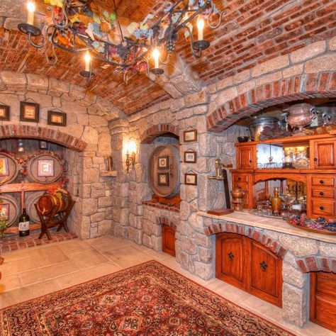 French Chateau Homes, Small Sitting Areas, Wine Cellar Basement, European Style Homes, Safe Vault, Storage Inspiration, English Tudor, Wine Shelves, Lake Arrowhead