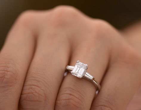 Emerald With Tapered Baguettes, Emerald Cut Tapered Baguettes, Emerald And Baguette Engagement Ring, Emerald Cut With Tapered Baguettes, Emerald Cut Engagement Ring Baguette, Emerald Baguette Engagement Ring, Emerald Cut Baguette Ring, Emerald Cut Engagement Ring With Baguettes, Emerald With Baguettes