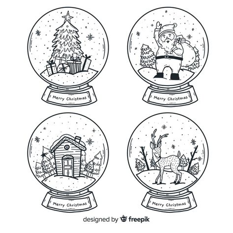 Globe Drawing, Christmas Snowball, Winter Abstract, Hand Drawn Christmas, Sketch Note, Globe Art, Christmas Embroidery Patterns, Christmas Arts And Crafts, Vector Christmas