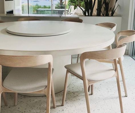 10 Seater Round Dining Table, Round Table Lazy Susan, Round Scandinavian Dining Table, Round Dining Table With Lazy Susan, Round Wood Table Dining, Concrete Round Table, Round Dining Table Ideas, Round Concrete Table, Dining Table Lazy Susan