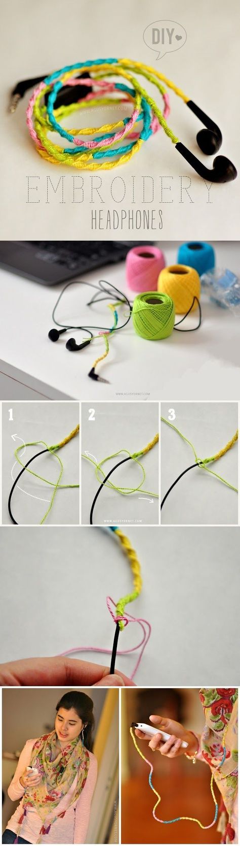 Teen Crafts Ideas and DIY Projects for Teens and Tweens - DIY Embroidery Headphones fun project for teens Hantverk Diy, Astuces Diy, בר מצווה, Kraf Diy, Fun Diy Crafts, Diy Projects For Teens, Diy For Girls, Crafts For Teens, Diy Embroidery