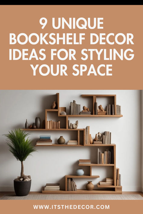 Unique Bookshelf Decor Ideas Bookshelf Design Wall, Unusual Bookshelf, Bookshelf Decor Ideas, Unique Bookshelf, Unique Bookshelves, Creative Bookshelves, Floating Bookshelf, Open Bookshelves, Bookshelf Design