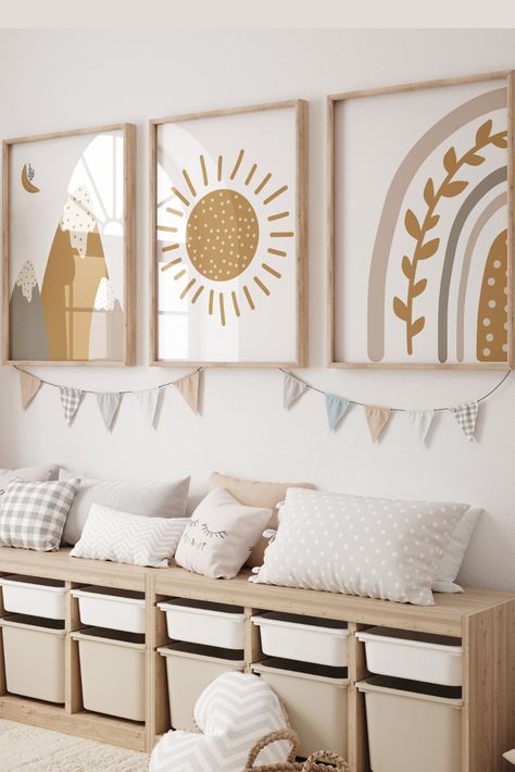 Transform your baby's room with this delightful boho nursery print. The print boasts a charming and whimsical design that is sure to bring a smile to your little one's face.This print features a bright and cheerful sun,rainbow and mountain that will add a touch of natural beauty to your baby's room. Gender Neutral Nursery Wall Art, Sun Nursery, Boho Rainbow Wall, Gender Neutral Baby Nursery, Rainbow Poster, Wall Art Rainbow, Girl Nursery Themes, Nursery Decor Wall, Poster Nursery