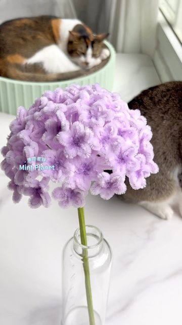 Hydrangea Pipe Cleaner, Pipe Cleaner Hydrangea, Piper Cleaner Crafts, Chenille Flower Bouquet, Pipe Cleaner Flower Bouquet Tutorial, Flowers Pipe Cleaners, Flowers Made Out Of Pipe Cleaners, Pipecleaners Flowers, Pipecleaner Flowers How To Make