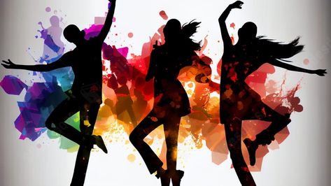 Colorful People Dancing Silhouette Background Dancing Silhouette, Dance Graphic, Silhouette Background, Colorful People, Dance Silhouette, Ppt Background, Dancing Figures, Slide Background, Presentation Backgrounds