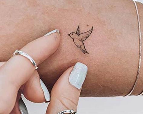 Fineline Sparrow Tattoo, Fine Line Bird Tattoos For Women, Swallow Outline Tattoo, Dove Fine Line Tattoo, Small Blue Jay Tattoo Simple, Sparrow Fine Line Tattoo, Fine Line Sparrow Tattoo, Minimal Bird Tattoos For Women, Bird Tattoo Fine Line