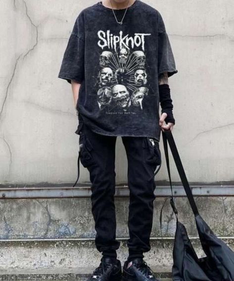 Mens Dark Clothing Styles, Dark Grunge Aesthetic Outfits Male, Modern Emo Outfits Men, Plus Size Goth Outfits Men, Mens Clothing Styles Alternative, Men's Alternative Fashion, Baggy T Shirt Outfit Men, Emo Outfit Ideas Men, Alt Clothing Men