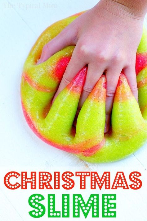 It's time for Christmas Slime everyone! This easy Elmers glitter glue slime is fun to make with a few ingredients and fun for everyone year round. #christmas #slime #easy #elmers #glitter #glue #red #green #holiday #recipe #safe #boraxfree #contactlenssol Glitter Glue Slime, Lake Games, Christmas Slime, Slime Easy, Glue Slime, Christmas Workshop, Edible Slime, Santa Ideas, Slime No Glue