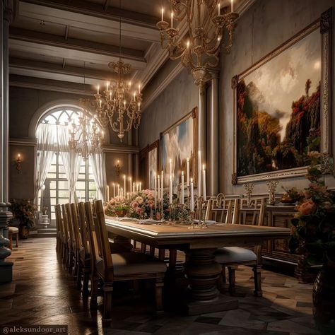 Fantasy Dining Room, Mansion Aesthetic, Dining Room Victorian, Victorian Manor, Phoenix Homes, Dark Home Decor, Royal Aesthetic, Dining Room Art, Dark Home