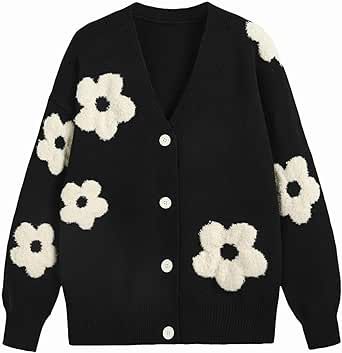 Cider Clothing, Preppy Mode, Cardigan For Women, Estilo Preppy, Floral Cardigan, Cardigan Long, Oversized Cardigan, Black Knit, Long Sleeve Cardigan