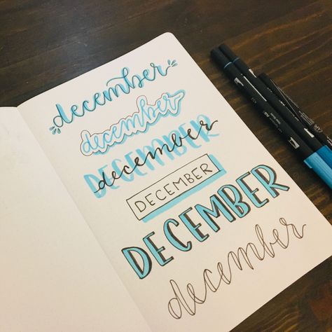 December Title Ideas, December Header Ideas, December Writing Fonts, December In Cursive, December Whiteboard Ideas, December Font Ideas, December Hand Lettering, December Header, December Calendar Ideas