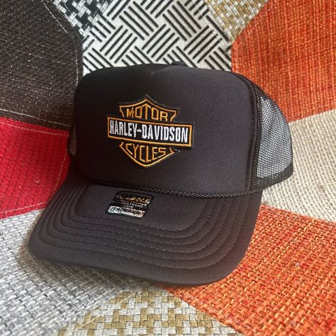 Brand New One Size Fits All Any Questions Feel Free To Message Me Black Harley Davidson, Biker Patches, Black Orange, Orange Black, One Size Fits All, Harley Davidson, Trucker Hat, Man Shop, Crown