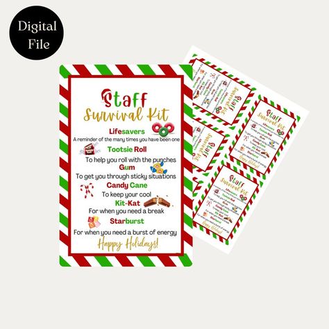 Staff Survival Kit, Candy Survival Kit, Christmas Survival Kit, Office Morale, Holiday Survival Kit, Employee Thank You, Diy Survival, Survival Kit Gifts, Team Ideas