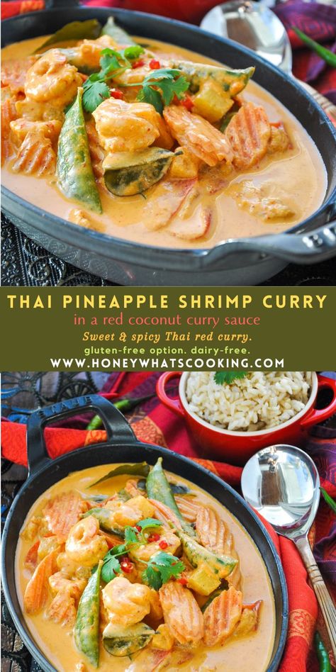 Thai Pineapple Shrimp Curry, Fish Pineapple Recipes, Pineapple Shrimp Curry, Pineapple Puree Recipes, Thai Shrimp Recipes, Thai Pineapple Curry, Pineapple Curry Chicken, Curry With Pineapple, Pineapple Curry Recipe