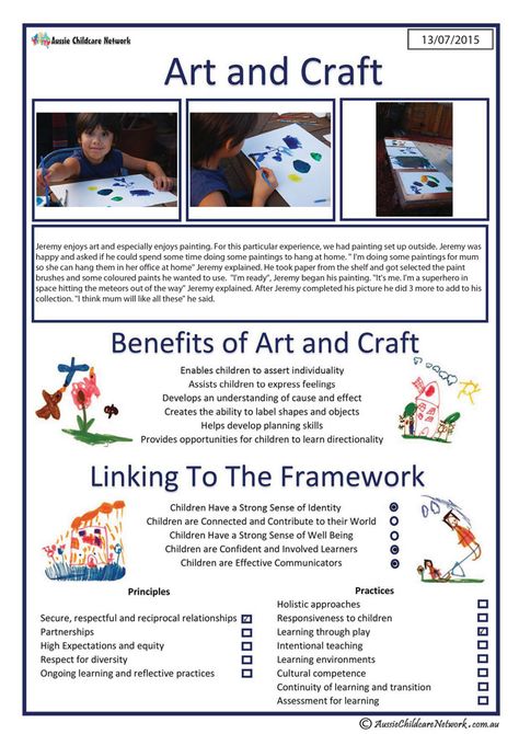 Interest Area - Art and Craft - Aussie Childcare Network Childcare Resources, Learning Story Early Childhood, Art In Early Childhood Education, Observation Childcare, Observations Childcare Early Childhood, Learning Stories Early Childhood, Childcare Observations Examples, Art Documentation, Childcare Ideas