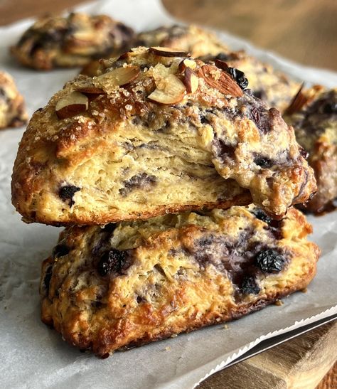 Wild Blueberry Almond Sourdough Scones — Well Made by Kiley Sourdough Blueberry Scones, Sourdough Scones Blueberry, Sourdough Discard Lemon Blueberry Scones, Dried Blueberry Scones, Sourdough Blackberry Scones, Sourdough Scones, Blueberry Topping, Blueberry Scones, Cooling Rack