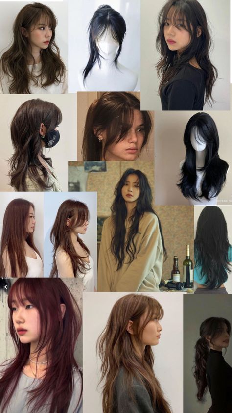 Hush Cut, Hair Cut Guide, Wolfcut Hair Long, Aesthetic Hairstyles, Hair Inspiration Long, Layered Haircuts For Medium Hair, How To Cut Bangs, Hairstyles For Layered Hair, Wolf Cut