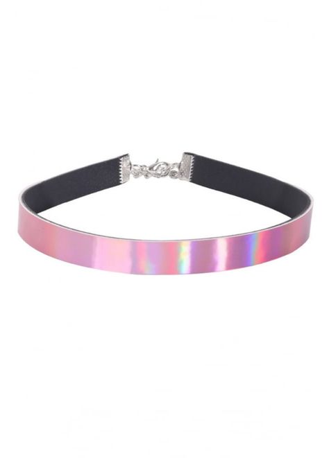 Holographic Choker, Handmade Choker Necklace, Pink Choker, Leather Choker Necklace, Chic Necklace, Discount Jewelry, Leather Chokers, Choker Collar, Pearl Choker