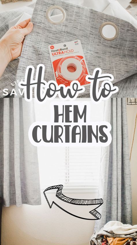 Shorten Curtains, Hem Curtains, How To Hem Curtains, Perfect Curtains, Curtains Without Sewing, Curtain Tutorial, Sewing Hems, Stylish Laundry Room, No Sew Curtains