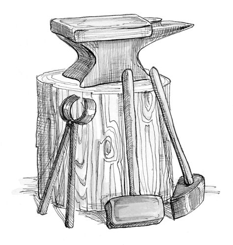 Non-Copyrighted Drawings | Sirach 38:28 Illustration - Blacksmith's Anvil | Saint Mary's Press Anvil Drawing, Blacksmith Anvil, The Only Way, Tools