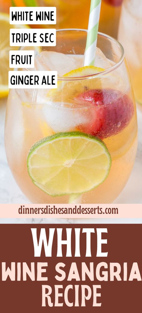 White Sangria Recipe – An easy white wine sangria that is crisp, refreshing, and delicious. Great for entertaining or just because! White Wine Sangria Recipe Fall, Easy White Sangria Recipes For A Crowd, White Wine Sangria For A Crowd, Sangria With White Wine, White Sangria Recipe Easy Summer, Sangria For A Crowd Parties, White Sangria Recipe Christmas, Easy White Sangria Recipes, White Sangria Recipe Fall