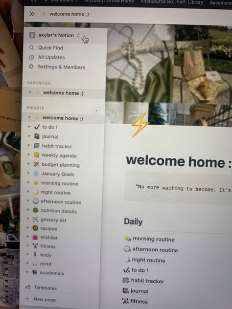 Notion Page Ideas Aesthetic, Aesthetic Notion Inspiration, Notion 2023 Goals, Daily Inspo Aesthetic, Notion Ipad Aesthetic, Notion Template Ideas Aesthetic Home Page, Home Notion Template Ideas, Study Notion Aesthetic, Home Page Notion Aesthetic