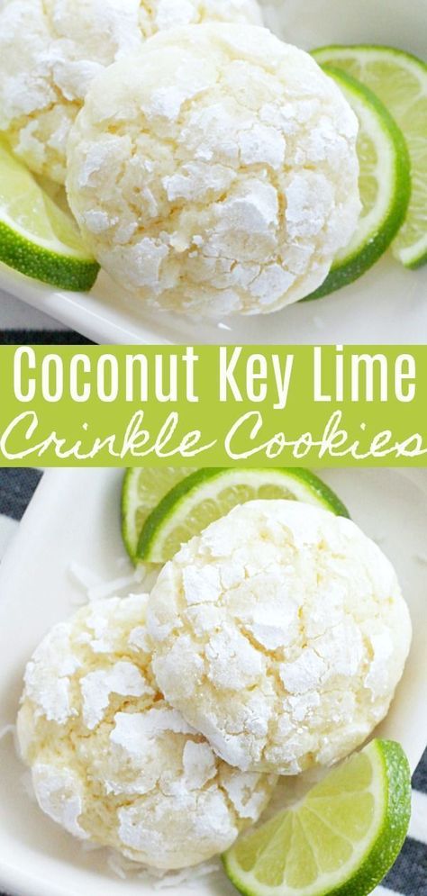 Coconut key Lime Crinkle Cookies  #keylimecookies #coconutcookies #cookierecipes #crinklecookies #intuitiveeating Key Lime Crinkle Cookies, Key Lime Dessert Recipes, Coconut Smell, Lime Dessert Recipes, Key Lime Cookies, Key Lime Desserts, Lime Cookies, Lime Desserts, Lime Recipes