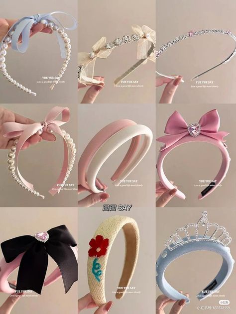 Cute Headbands Aesthetic, Bow Hairband Diy, Hairbands Aesthetic, Bando Cute, Aesthetic Hairband, Bando Aesthetic, Headband Coquette, Coquette Headband, Cute Head Bands