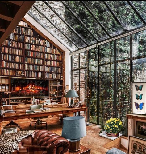 Pottery Studio Interior Design Style, Conservatory Decor, Family Area, Cottage Witch, Library Office, Dream Library, Home Library Design, Ideas Casa, Aesthetic Inspiration