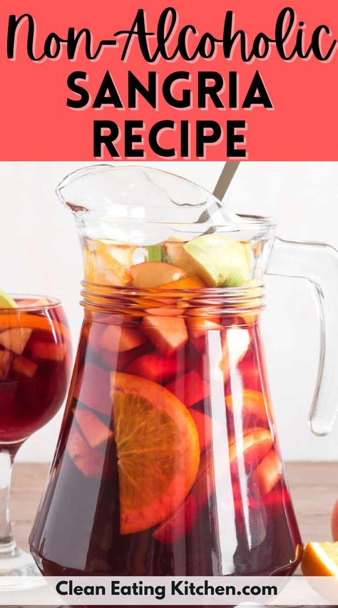 The next time you want a summer mocktail that is perfect for parties, try this Virgin Sangria Mocktail! Flavored with real fruit juices and alcohol-free, you can serve it at pool parties or other summer gatherings without worry. Skip the booze and enjoy this healthy summer drink instead! Be sure to click through for the mocktail recipe. Virgin Sangria Recipes, Mocktail Sangria, Mock Sangria, Sangria Mocktail, Virgin Sangria, Summer Mocktail Recipes, Mocktail Drink, Summer Mocktail, Summer Mocktails