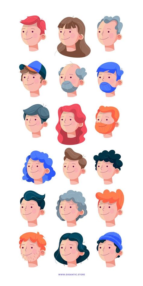 Illustrator Character Vector, Character Styles Ideas, Flat Cartoon Character, Modern Cartoon Style, 2d Flat Character Design, 2d Simple Character, Avatar Illustration Character Design, 2d Art Style, Character Design Illustrator