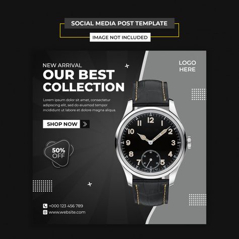 Premium PSD | Modern watch social media and instagram post template Watch Poster Design Graphics, Footwear Ads, Story Banner, Watch Ads, Fashion Sale Banner, Marketing Ads, Photoshop Poster, Logo Instagram, Fashion Poster Design