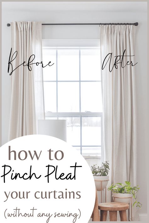 Pinch Pleat Curtains Diy, Window Treatments Living Room, No Sew Curtains, Plain Curtains, Pinch Pleat Curtains, Pleated Curtains, Modern Curtains, Home Curtains, Diy Curtains