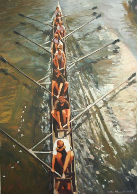 Iain Vellacott Rowing Painting Rowing Painting, Rowing Illustration, Rowing Aesthetic, Rowing Sport, Boys In The Boat, Rowing Crew, Joy Art, Detailed Paintings, Boat Art