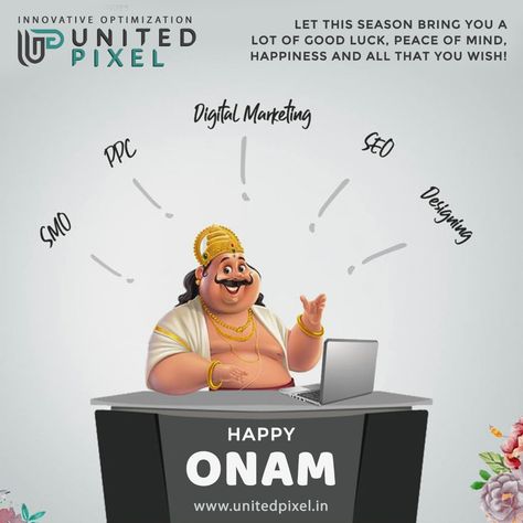 May Lord Vamana bless you with good health, wealth, peace, and happiness☺️.  A very blissful Onam to all of you🙏🏻.  #Onam #Onam2020 #Festival #UnitedPixel #Digitalmarketingcompany #Bhubaneswar Onam Poster Ideas, Onam Offer Poster, Creative Onam Poster Design, Onam Video Ideas, Onam Creative Ad Design, Happy Onam Creative Ads, Happy Onam Creative, Onam Creative Ads, Onam Creatives