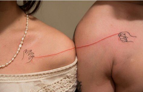 Red String Tattoo, Hanna Tattoo, Partner Tattoos, Matching Couple Tattoos, Matching Tattoo, Sister Tattoos, Sleeve Tattoos For Women, Trendy Tattoos, Matching Tattoos