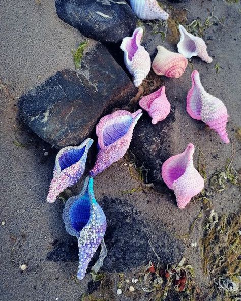 Seashell Crochet Pattern Free, Sirencore Aesthetic, Crochet Seashell, Crochet Shells, Angels Crochet, Crochet Ocean, Shell Crochet, Mermaid Crochet, Patterns For Crochet