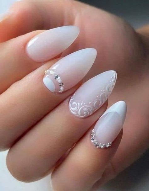 Weding Nails, Elegant Bridal Nails, Bridal Nails Designs, Engagement Nails, Wedding Manicure, Nude Polish, Milky Nails, Bridal Nail Art, Classic French Manicure