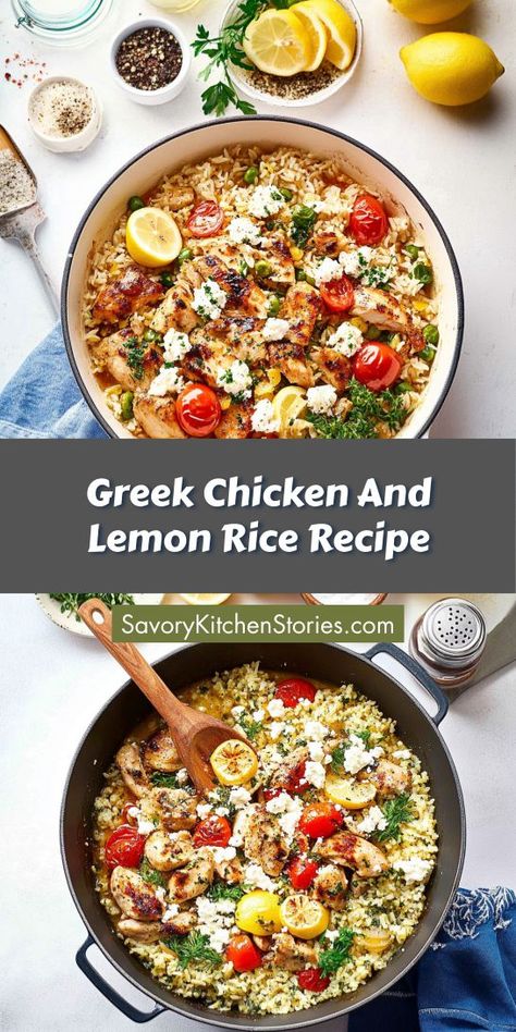 Searching for a flavorful and healthy Mediterranean dinner option? Try our Greek Chicken and Lemon Rice recipe, which is both satisfying and easy to prepare. Be sure to save this recipe for a delightful weeknight meal that will have everyone asking for seconds! Healthy Mediterranean Dinner, Lemon Rice Recipe, Greek Rice, Mediterranean Dinner, Lemon Rice, Greek Chicken, Dinner Options, Jasmine Rice, Kitchen Stories