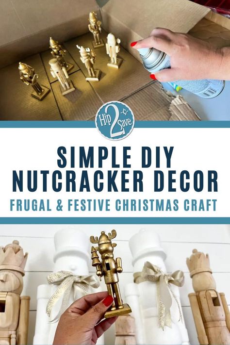 Upgrade affordable wooden nutcrackers with these easy and frugal tips to create festive DIY Christmas decor. This is such a fun Christmas craft idea using cheap wooden nutcrackers. Christmas Candle Crafts, Nutcracker Crafts, Nutcracker Decor, Dollar Store Diy Projects, Fun Christmas Crafts, Festival Diy, Diy Dollar Tree Decor, Dollar Tree Decor, Diy Dollar Store Crafts