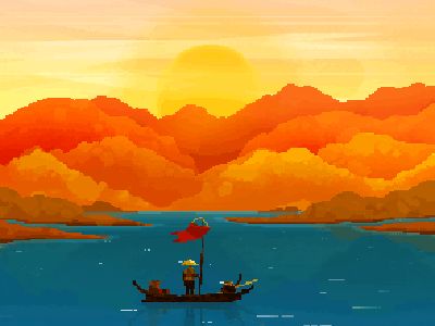 Tranquility by Kenze_Wee Ocean Pixel Art, Pixel Ocean, Pixels Gif, Gif Wallpapers, Gif Pixel, Notion Cover, Pixel Gif, Pixel Art Landscape, 8 Bit Art